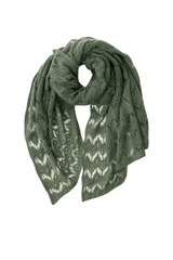 Elegant cashmere scarf with intricate lace pattern, perfect accessory for adding luxury to any outfit.