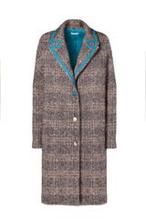 Cappotto over spigato con rifiniture a contrasto e bottoni, design elegante per donne, firmato Margheritab.