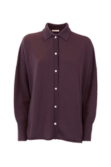 Elegant purple cashmere shirt with a classic collar and button-down front, perfect for luxurious comfort.