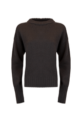 Maglia girocollo over in cashmere, elegante e confortevole, disponibile in tonalità scura, vestibilità loose.