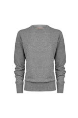 Grey cashmere crewneck sweater, 100% soft cashmere, elegant and lightweight, perfect for everyday luxury.