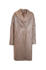 Cappotto boucle pailletes elegante, con paillettes luccicanti per un look distintivo e di stile.