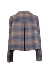 Back view of the PEACOAT CONTRASTI with a checkered pattern and elegant details.