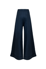 Wide-leg cotton trousers by Margheritab, featuring a refined design and a comfortable fit in navy blue.