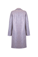 Back view of CAPPOTTO BOUCLE PAILLETES coat, showcasing its elegant sparkle and luxe fabric.