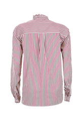 Back view of CAMICIA COREANA CONTRASTI shirt featuring sophisticated striped design and delicate ruffles.