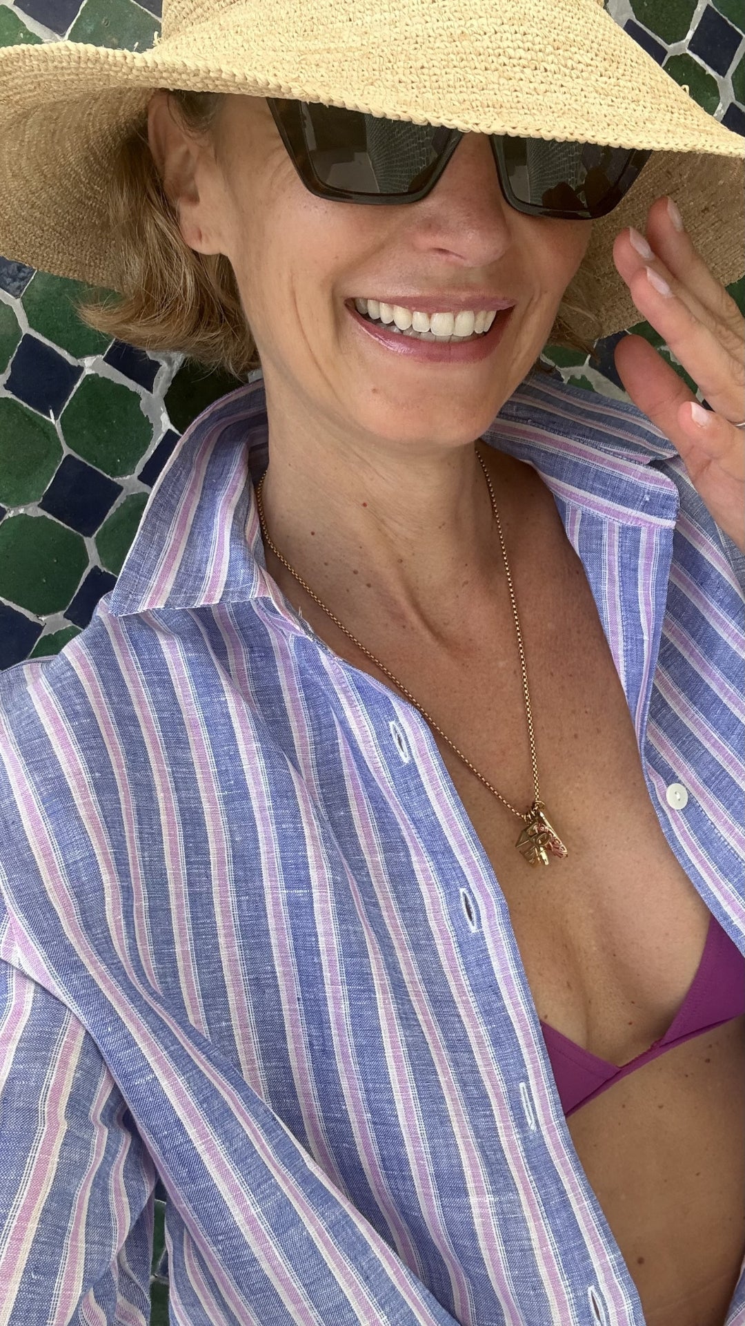 CAMICIA OVER RIGATA ROSA E AZZURRA