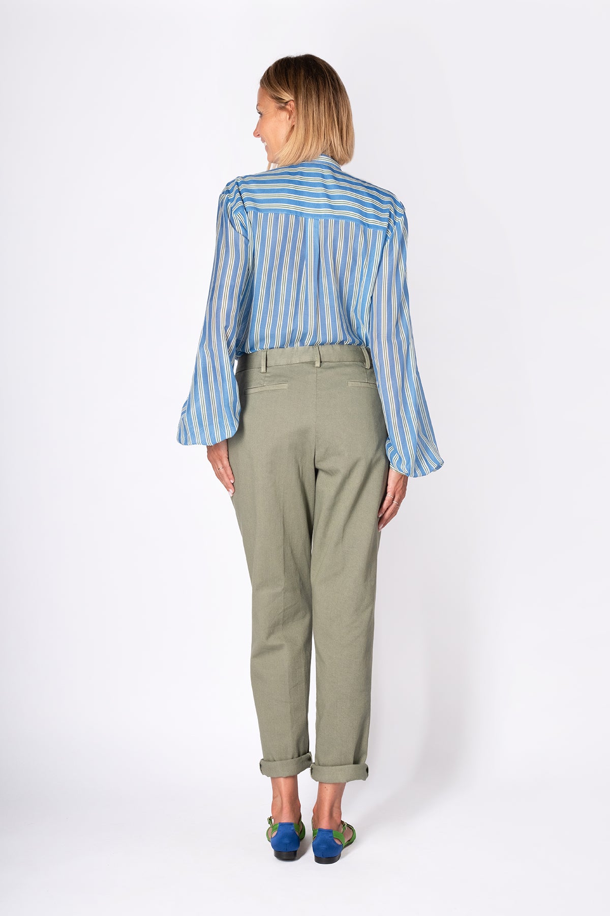 CAMICIA COREANA RIGATA BLU-VERDE