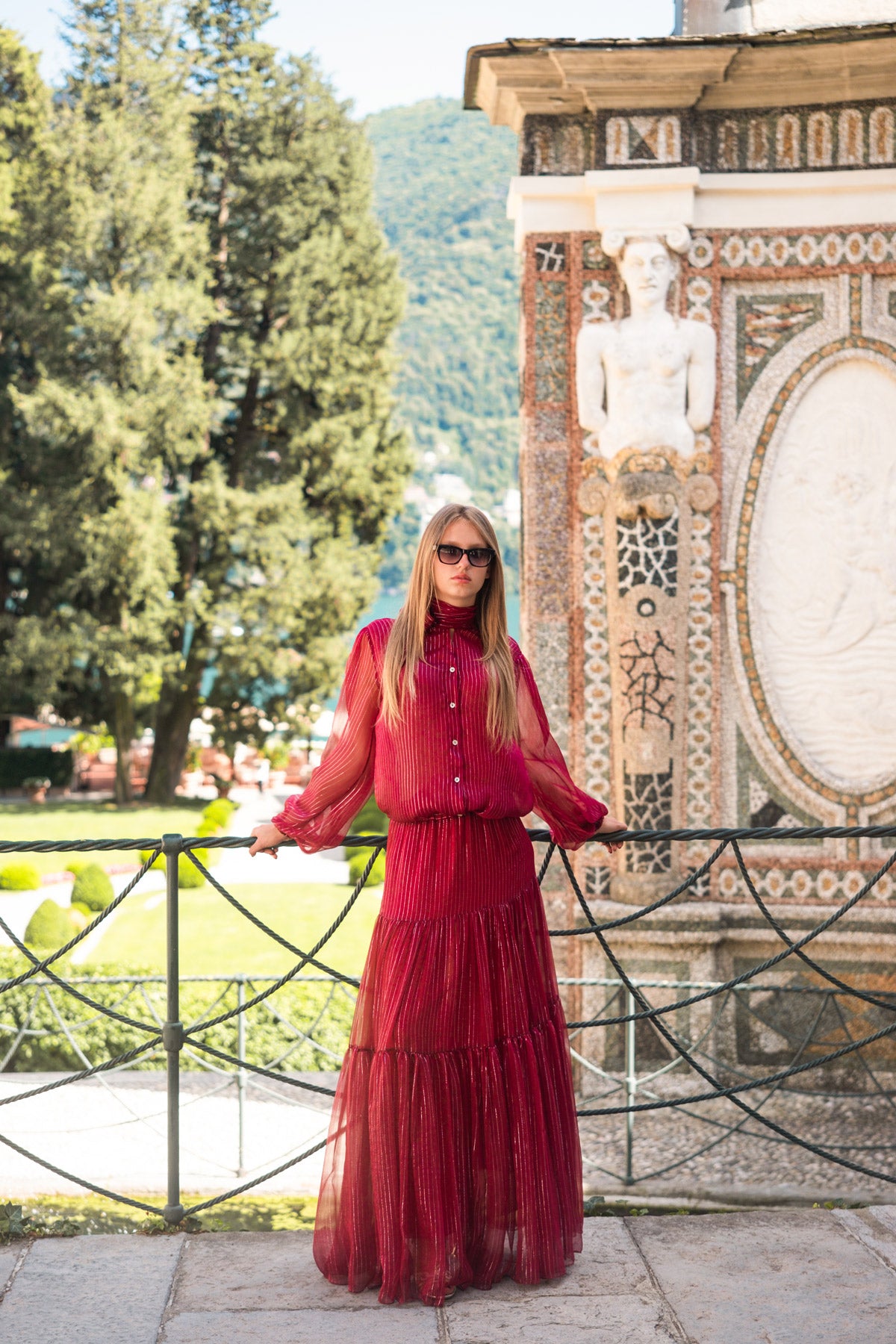 CAMICIA CHIFFON FIOCCO BORDEAUX