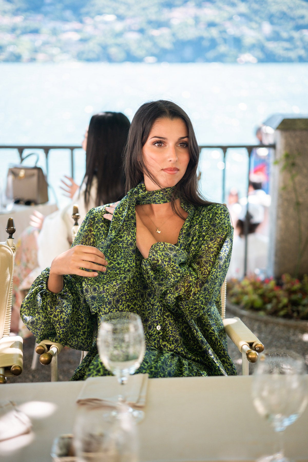 CAMICIA CHIFFON FIOCCO LIME