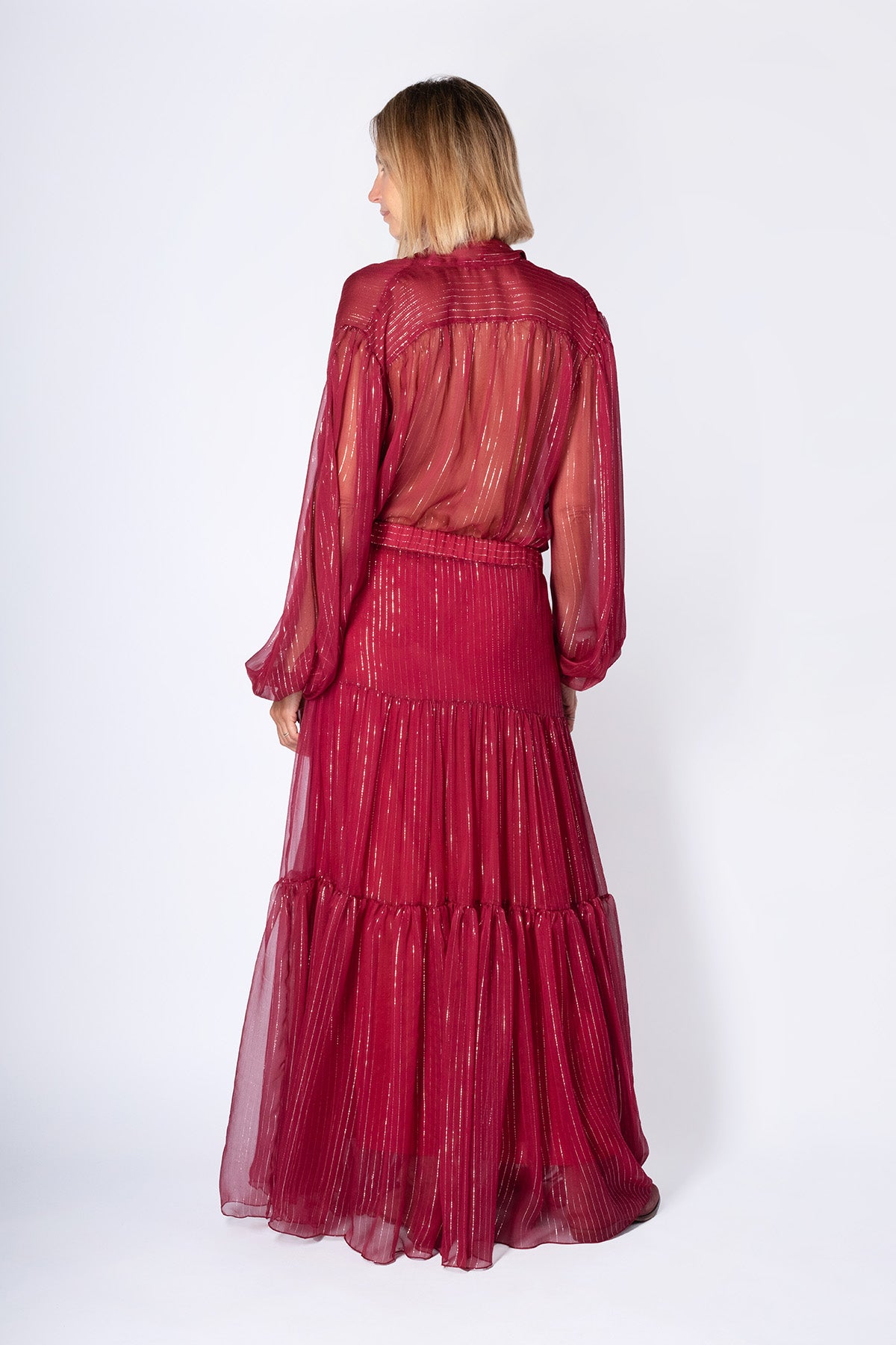 CAMICIA CHIFFON FIOCCO BORDEAUX