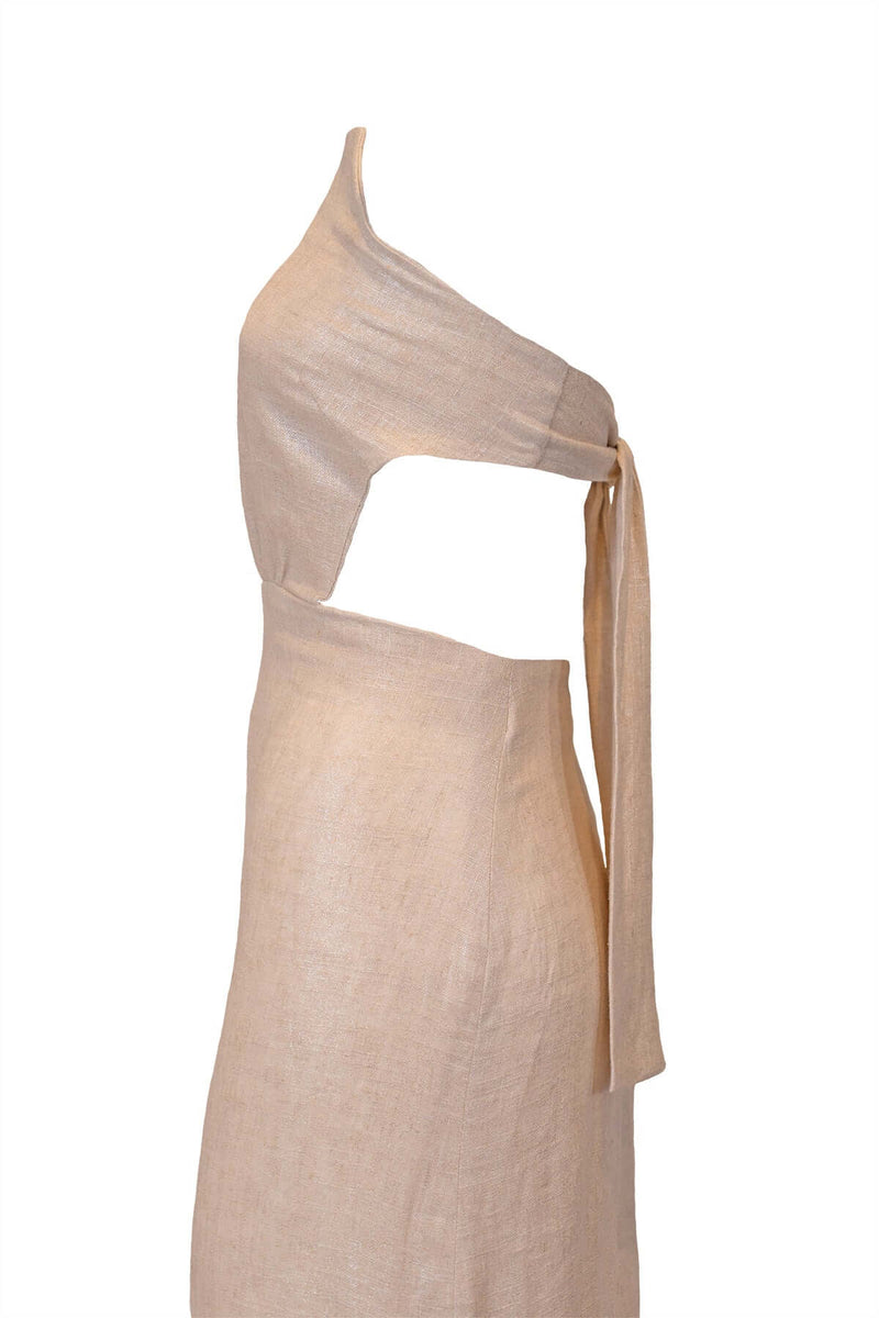 LAMINATED LINEN DRESS