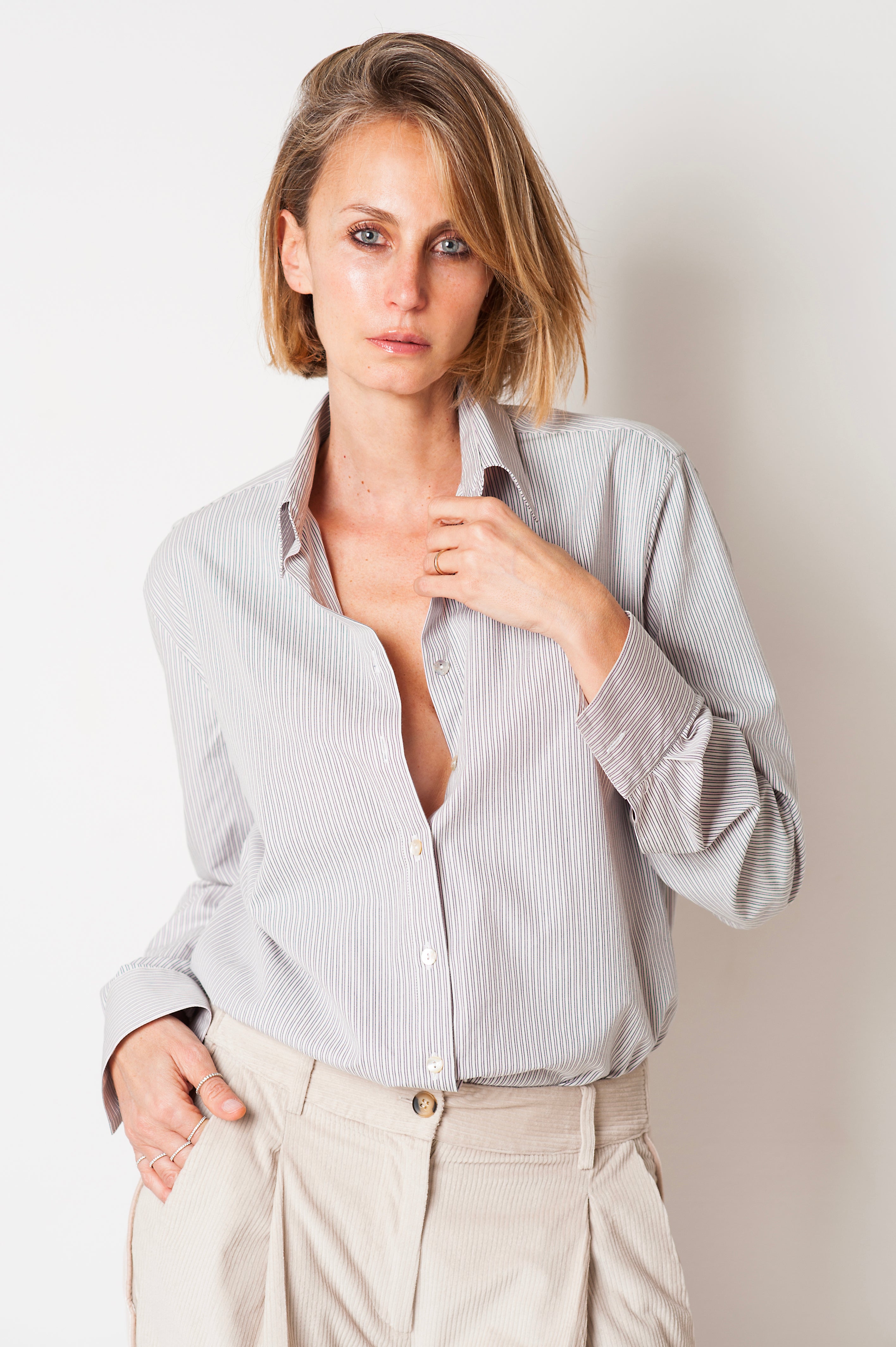 CAMICIA OVER RIGATA