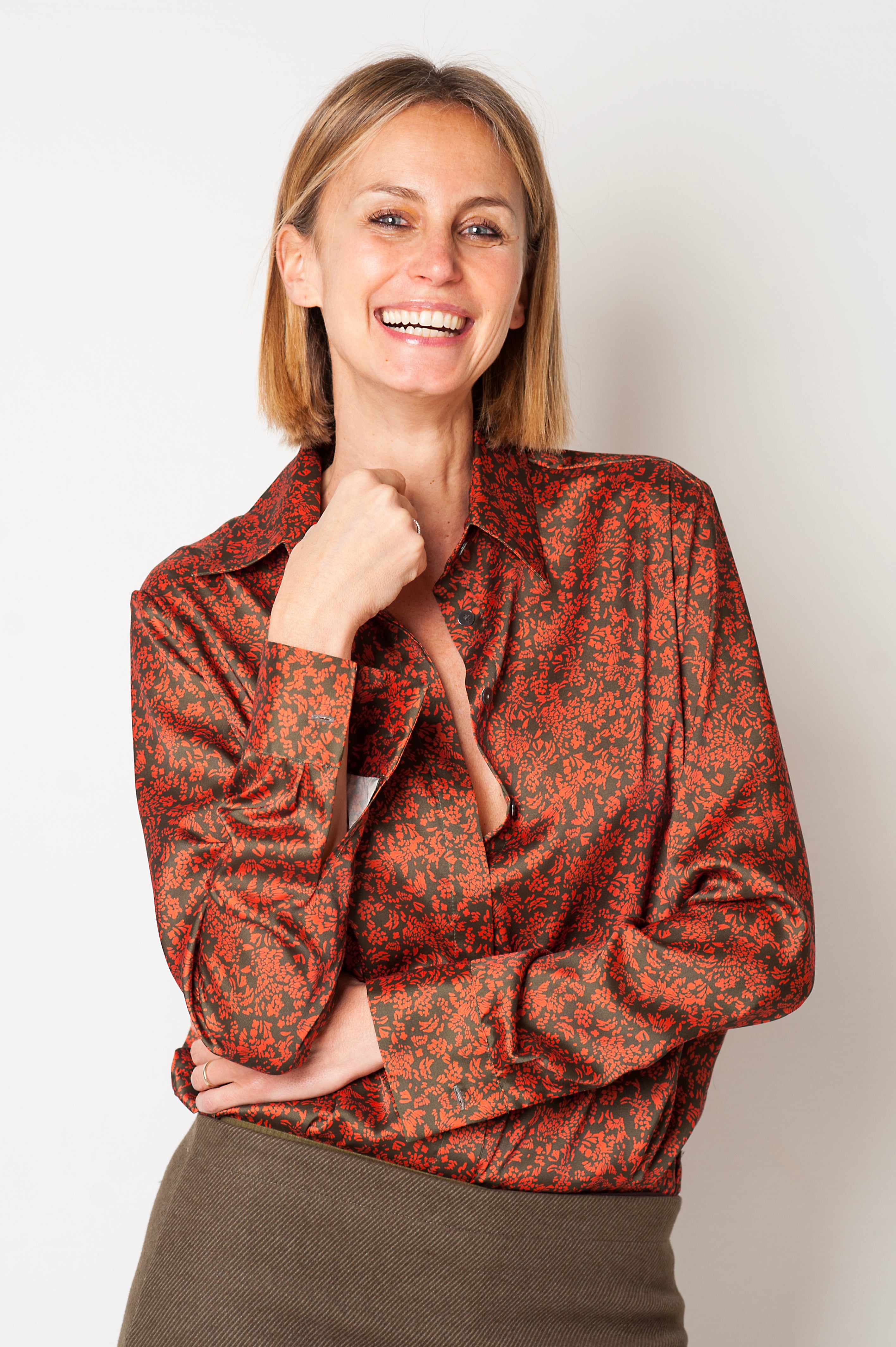 CAMICIA BASIC SETA STAMPA FIORI