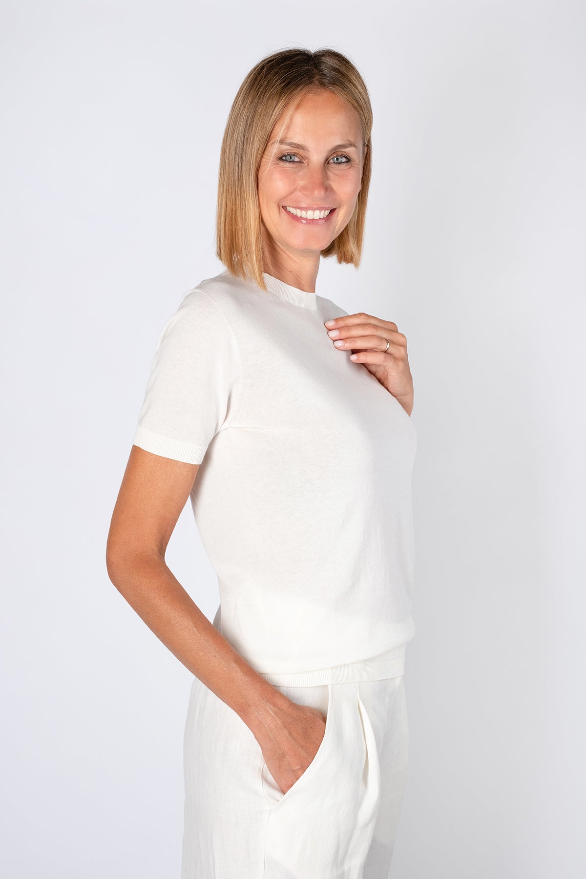 T-SHIRT GIROCOLLO COTONE BIANCA