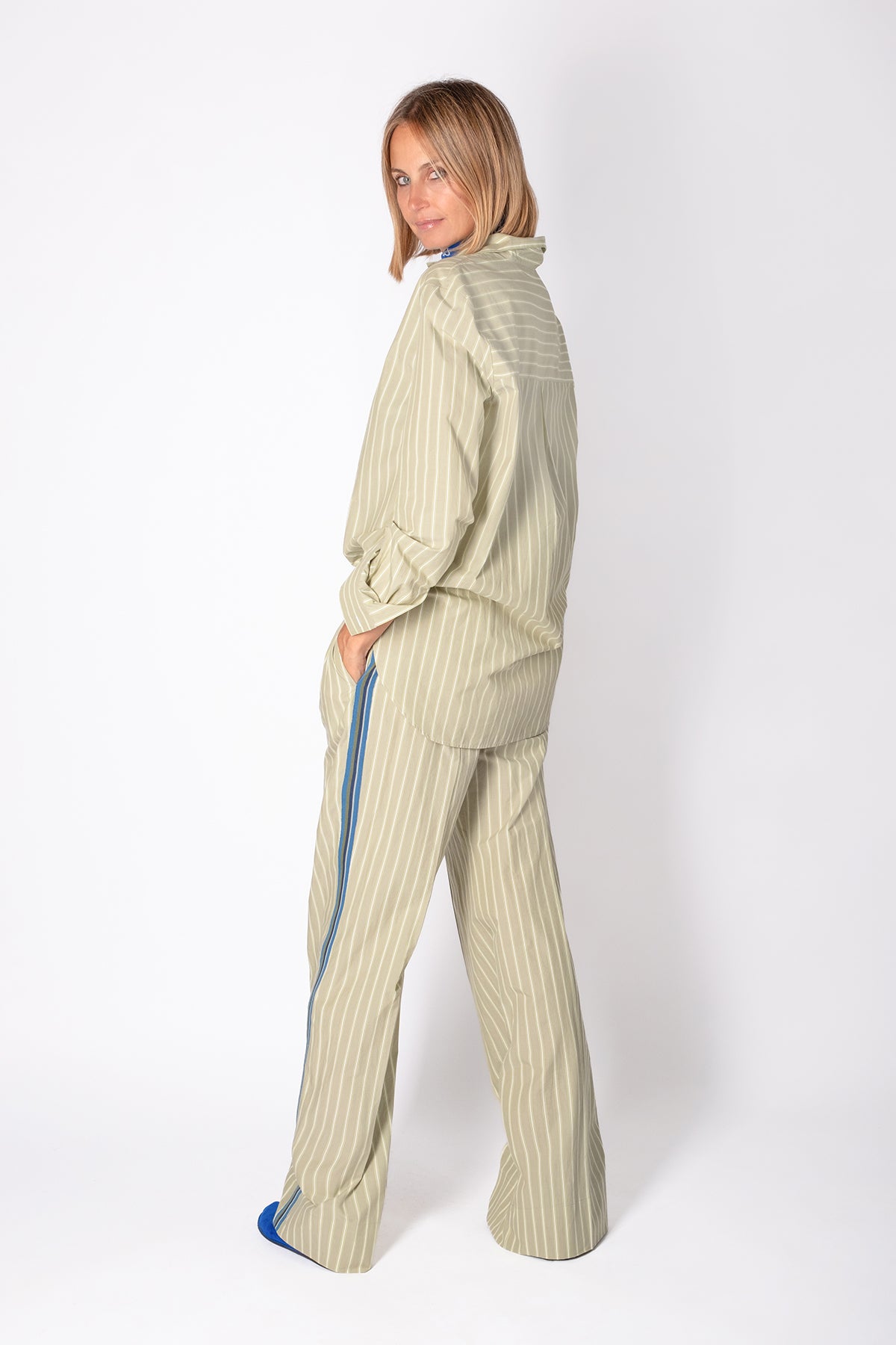 PANTALONE RIGATO COULISSE LIME