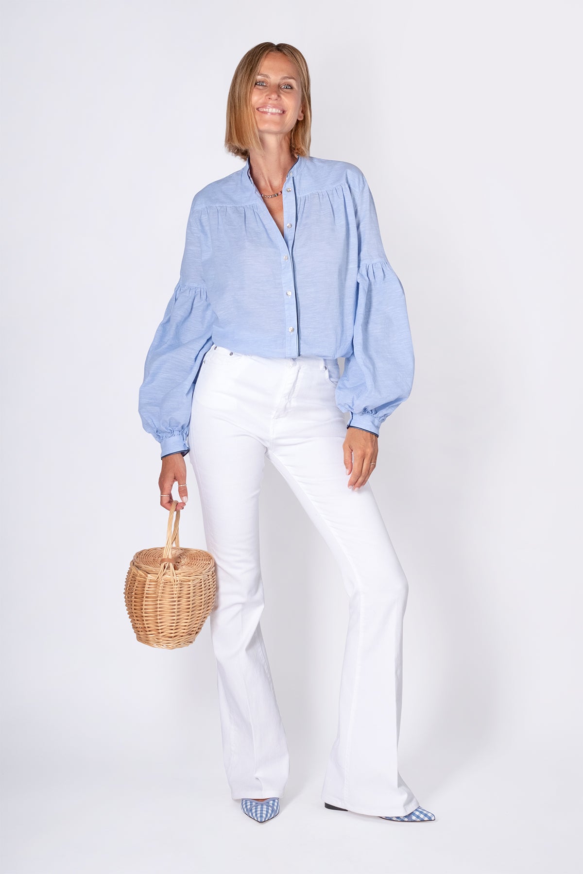 CAMICIA MANICA A SBUFFO AZZURRA