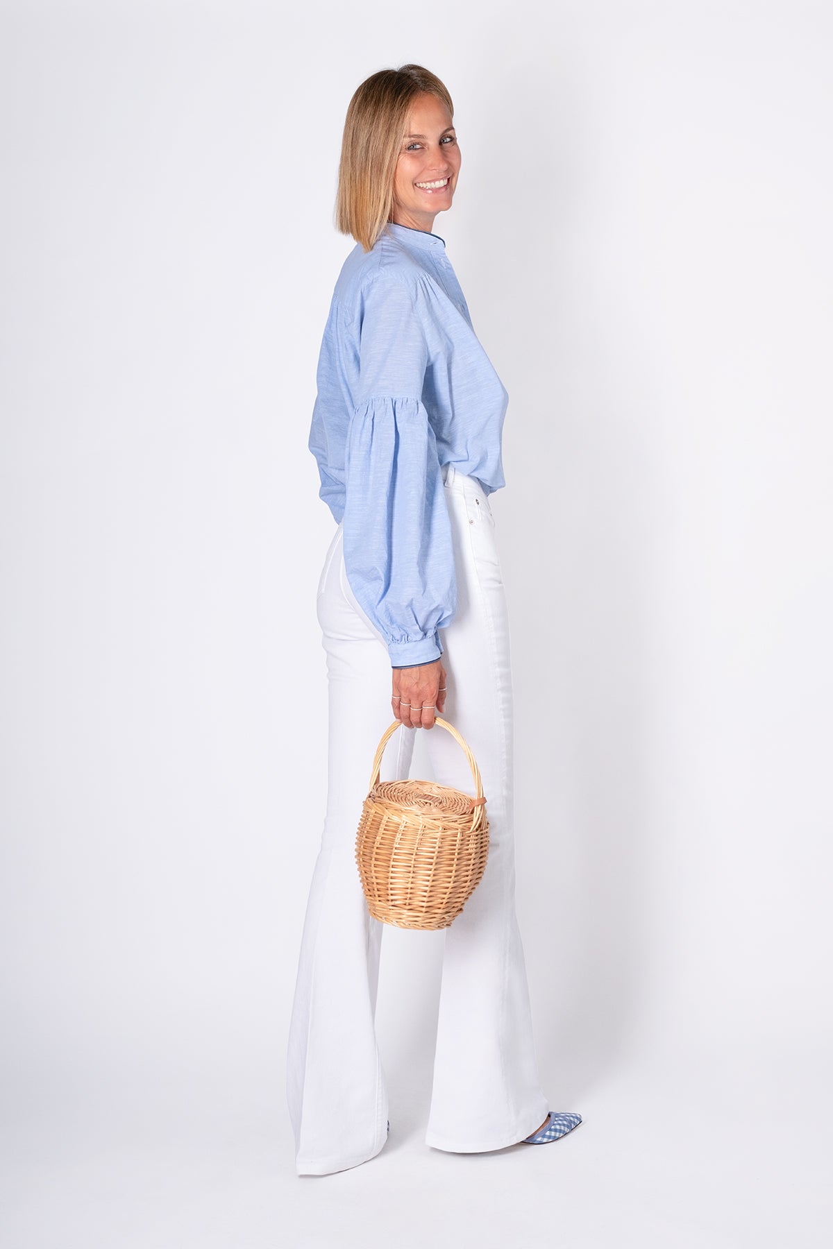 CAMICIA MANICA A SBUFFO AZZURRA