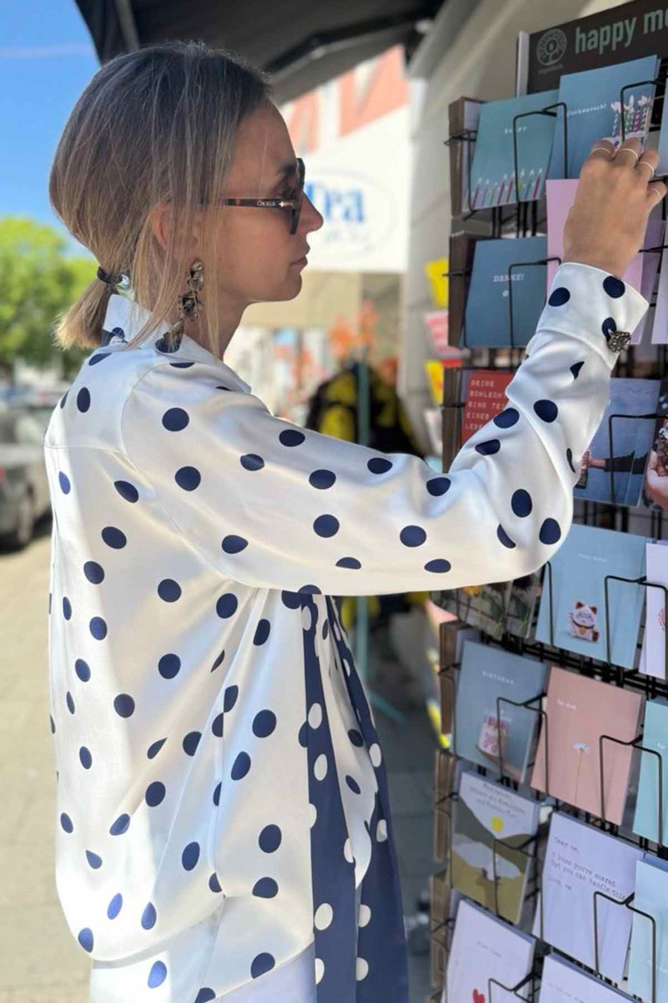 CAMICIA SCIARPETTA POIS BIANCA