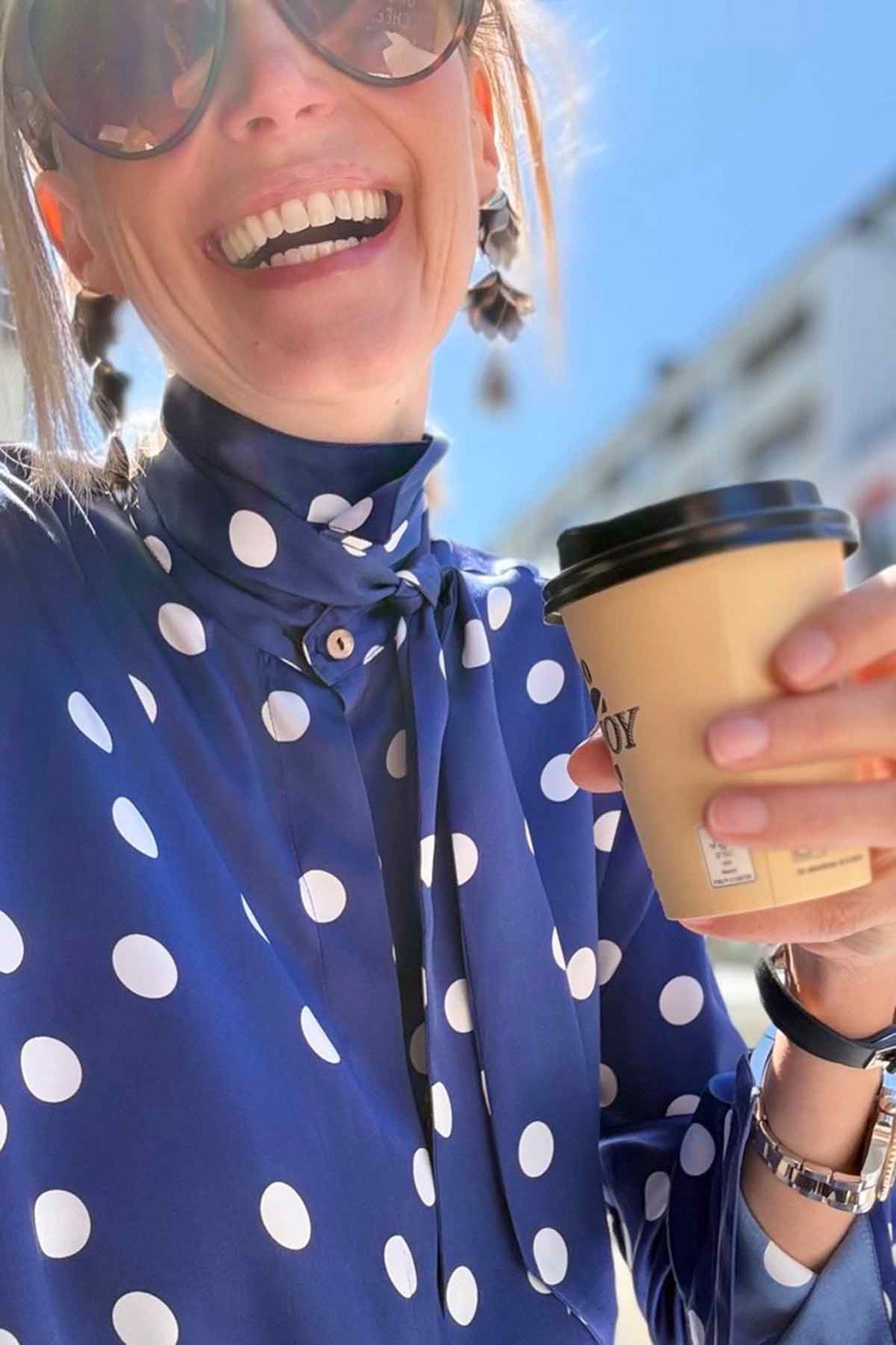 CAMICIA SCIARPETTA POIS BLU