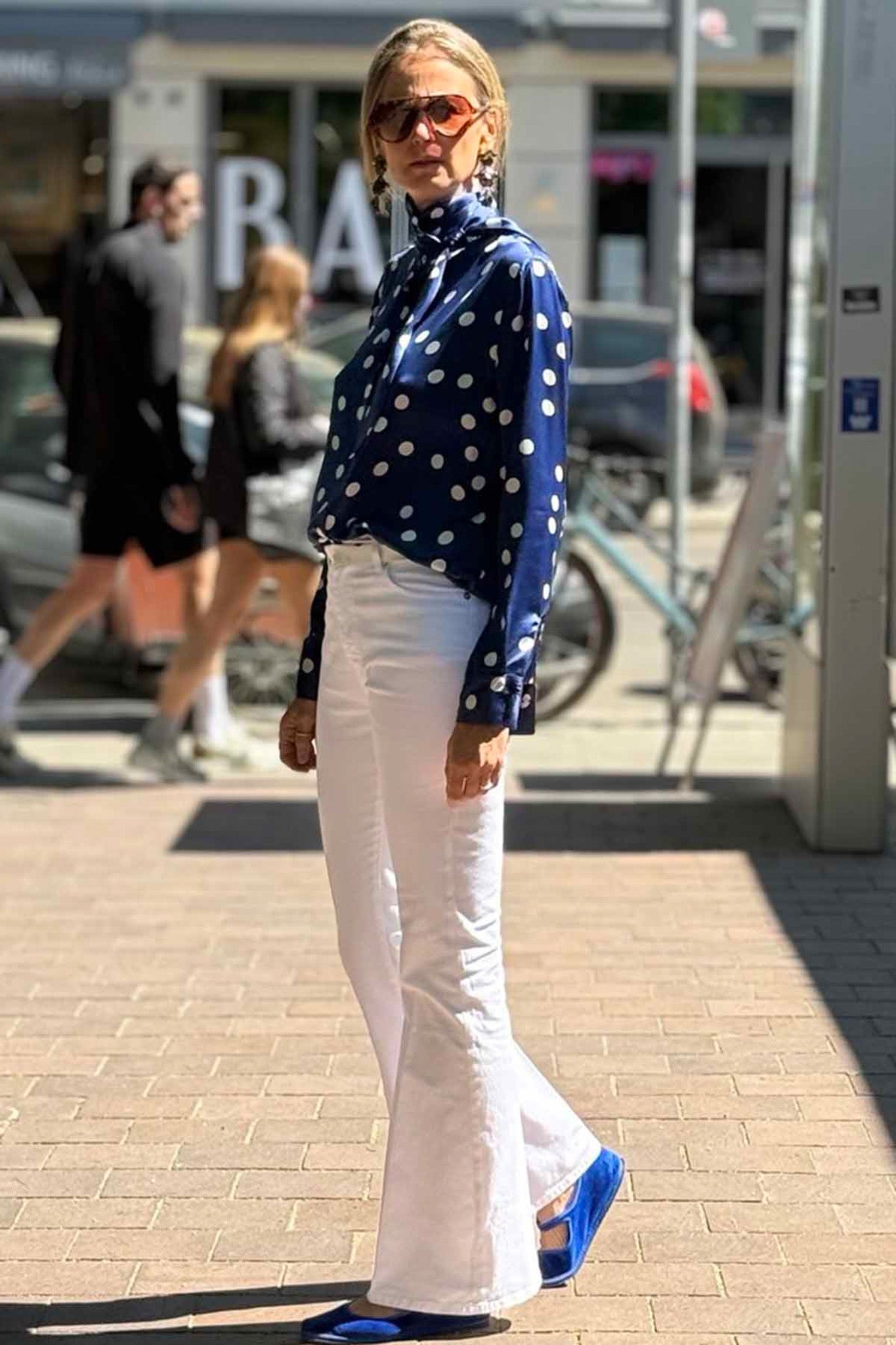 CAMICIA SCIARPETTA POIS BLU