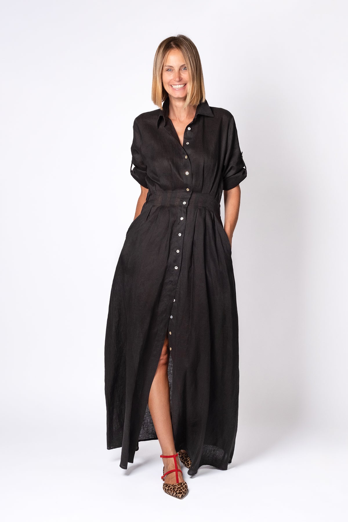 ABITO CHEMISIER LINO NERO