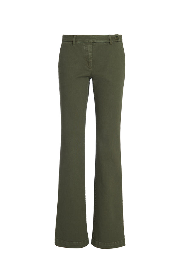 GARMENT-DYED STRETCH COTTON TROUSERS